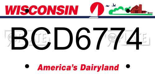 BCD6774 Wisconsin License Plate