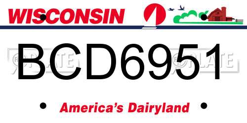 BCD6951 Wisconsin License Plate