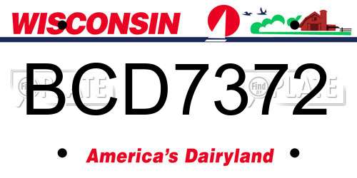 BCD7372 Wisconsin License Plate