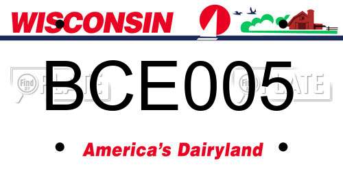 BCE005 Wisconsin License Plate