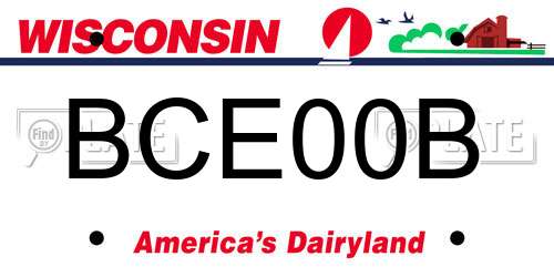 BCE00B Wisconsin License Plate