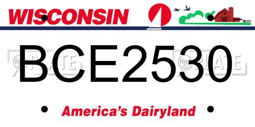 BCE2530 Wisconsin License Plate