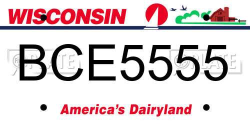 BCE5555 Wisconsin License Plate