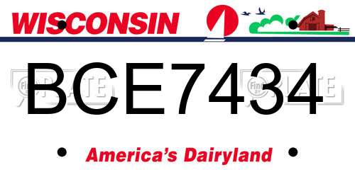 BCE7434 Wisconsin License Plate