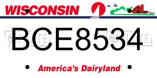 BCE8534 Wisconsin License Plate