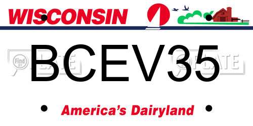 BCEV35 Wisconsin License Plate
