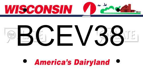 BCEV38 Wisconsin License Plate