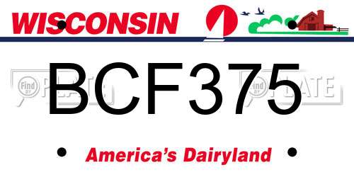 BCF375 Wisconsin License Plate