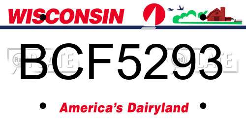 BCF5293 Wisconsin License Plate