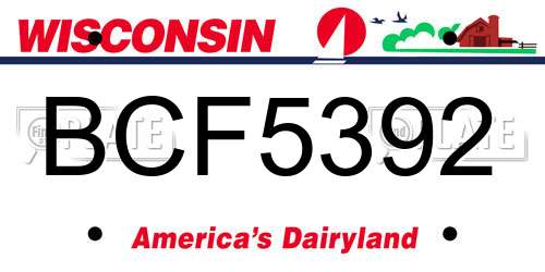 BCF5392 Wisconsin License Plate