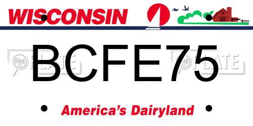 BCFE75 Wisconsin License Plate
