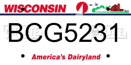 BCG5231 Wisconsin License Plate