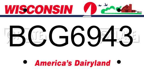 BCG6943 Wisconsin License Plate
