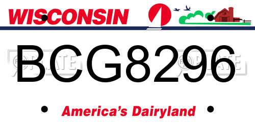 BCG8296 Wisconsin License Plate