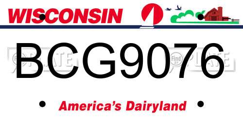 BCG9076 Wisconsin License Plate