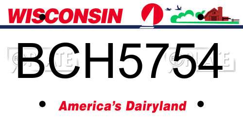 BCH5754 Wisconsin License Plate
