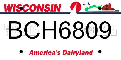 BCH6809 Wisconsin License Plate