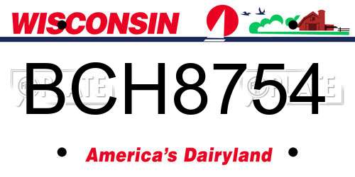BCH8754 Wisconsin License Plate
