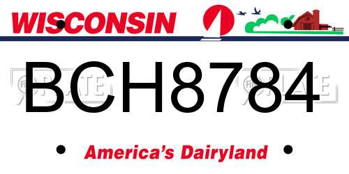 BCH8784 Wisconsin License Plate
