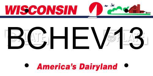 BCHEV13 Wisconsin License Plate