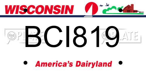BCI819 Wisconsin License Plate