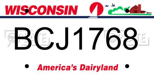 BCJ1768 Wisconsin License Plate