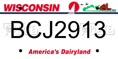 BCJ2913 Wisconsin License Plate