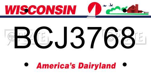 BCJ3768 Wisconsin License Plate