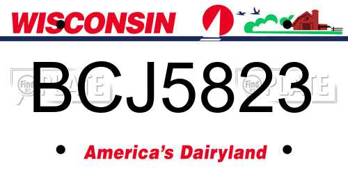 BCJ5823 Wisconsin License Plate