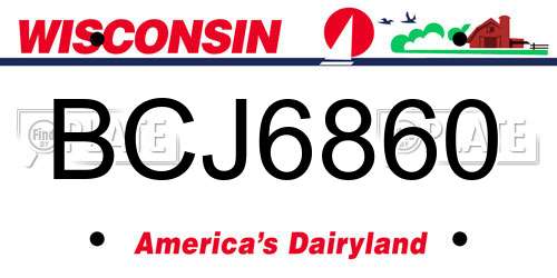 BCJ6860 Wisconsin License Plate
