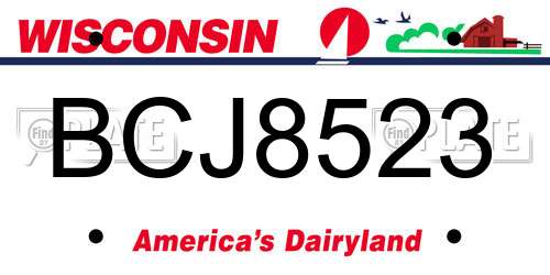 BCJ8523 Wisconsin License Plate