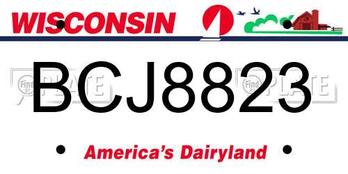 BCJ8823 Wisconsin License Plate