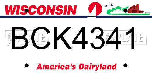 BCK4341 Wisconsin License Plate