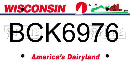BCK6976 Wisconsin License Plate