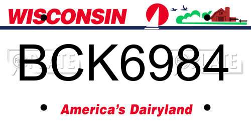 BCK6984 Wisconsin License Plate