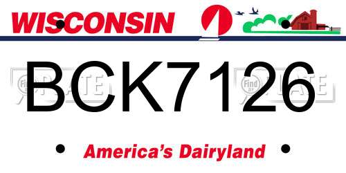 BCK7126 Wisconsin License Plate