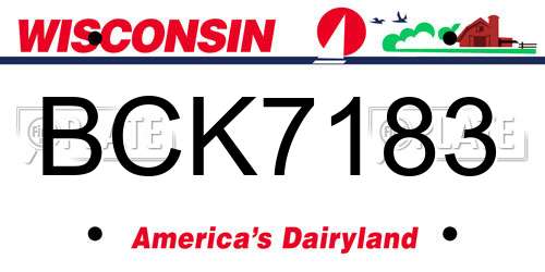 BCK7183 Wisconsin License Plate