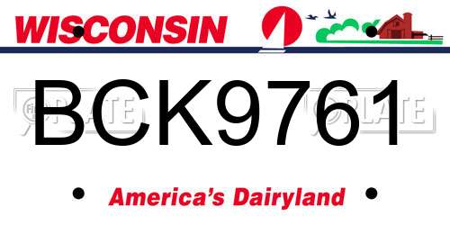 BCK9761 Wisconsin License Plate