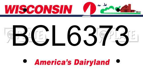 BCL6373 Wisconsin License Plate