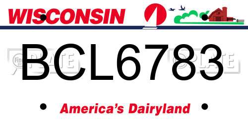 BCL6783 Wisconsin License Plate