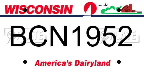 BCN1952 Wisconsin License Plate