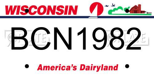 BCN1982 Wisconsin License Plate