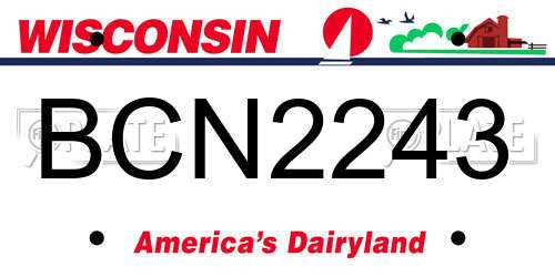 BCN2243 Wisconsin License Plate