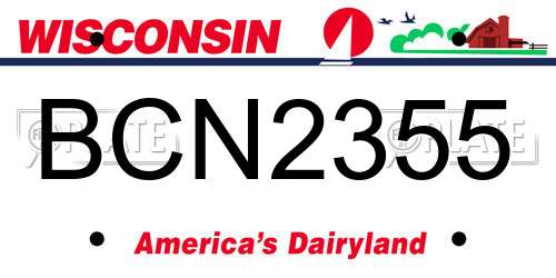 BCN2355 Wisconsin License Plate
