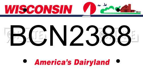BCN2388 Wisconsin License Plate