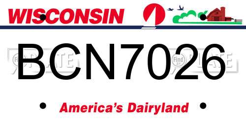 BCN7026 Wisconsin License Plate