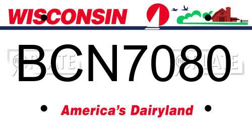 BCN7080 Wisconsin License Plate