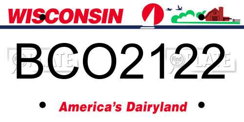 BCO2122 Wisconsin License Plate
