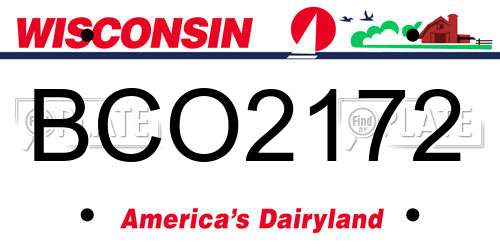 BCO2172 Wisconsin License Plate