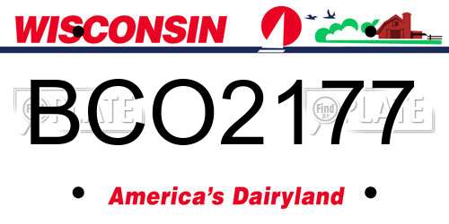 BCO2177 Wisconsin License Plate
